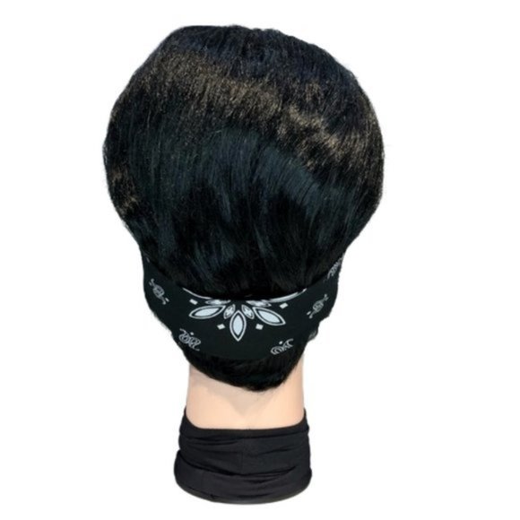 Black Paisley Rockabilly Bandana Tie Headband - Picture 6 of 13